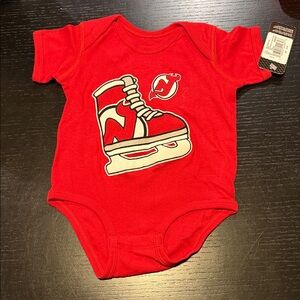 Red Baby Onesie with Ice Skate Graphic